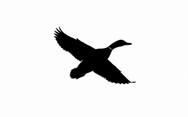 Obraz premium Vector silhouette of a flying duck isolated on a white background, perfect for nature and wildlife designs