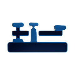 Blue glowing telegraph key icon representing historical communication morse code and vintage telecommunications technology equipment isolated on a transparent background © Jennifer