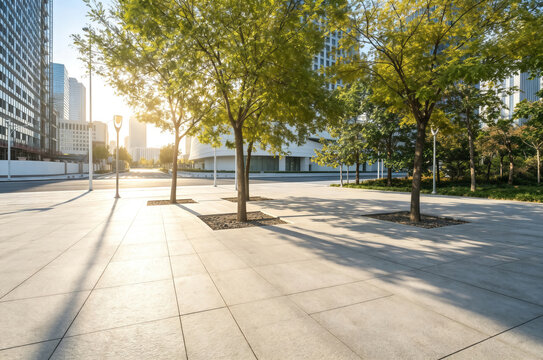Empty floors and office buildings in the financial center