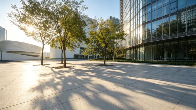Empty floors and office buildings in the financial center