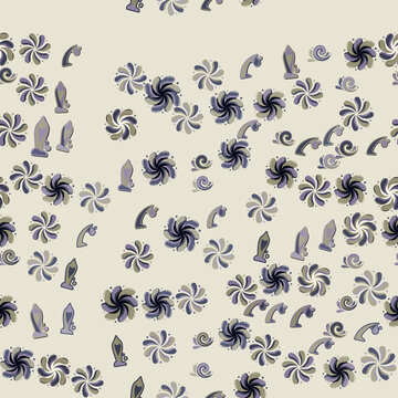 Abstract floral and swirl pattern with stylized shapes