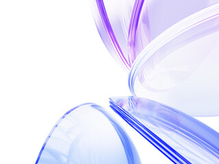 Fototapeta na wymiar Abstract 3d background with liquid glass circle lens, light blue purple gradient. Futuristic design with holographic transparent disks for business presentation, modern tech projects