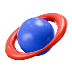 3D Stylized Blue Planet with Red Ring Illustration © miber duwur