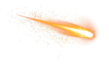 Fiery Golden Meteor with Bright White Core and Sparkling Trail Isolated on Transparent Background © SHELEKHOVA