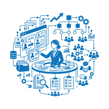 HR Manager Managing Organizational Network and Employee Hierarchy Vector