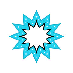 Obraz premium Blue comic star burst with white sparkles isolated on white
