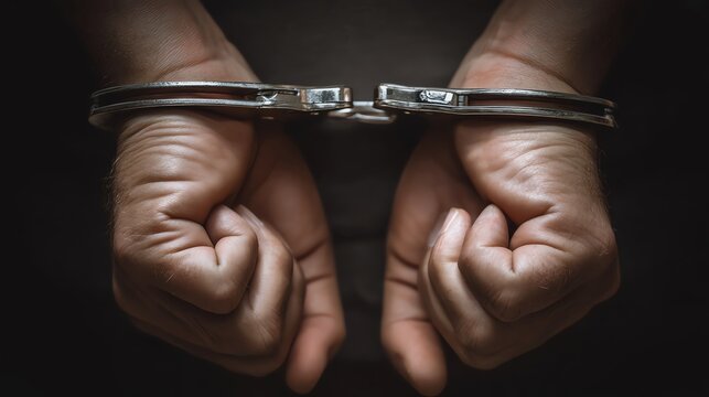 Handcuffed hands symbolizing loss of freedom.