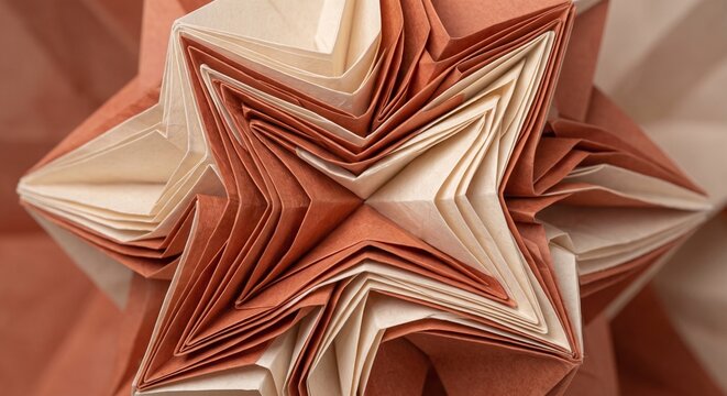origami paper fold abstract, warm terracotta and cream, soft shadow depth, flat lighting,4k
