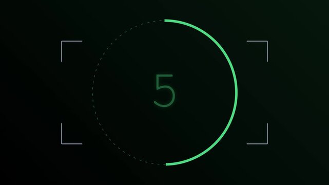 Minimalist 10s countdown timer with green visor and circular progress bar on dark background. 4K Video