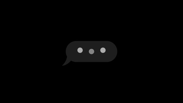 Typing Indicator Chat Bubble Animation with Three Dots on Black Background, Messaging UI 4K