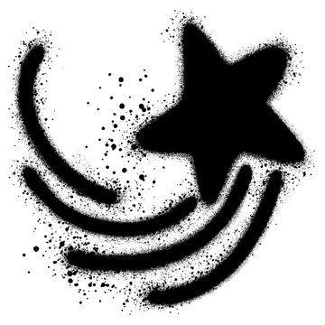 Star designs in graffiti style with black spray paint. Fast star logo.