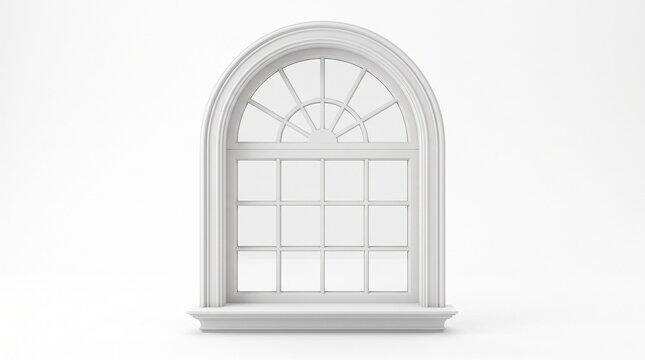White arched window with grid panes