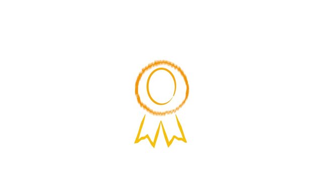 Animated quality badge icon and winning medal with star, 1st place achievement award ribbon and checkmark graphic on green screen and white background, 4k video