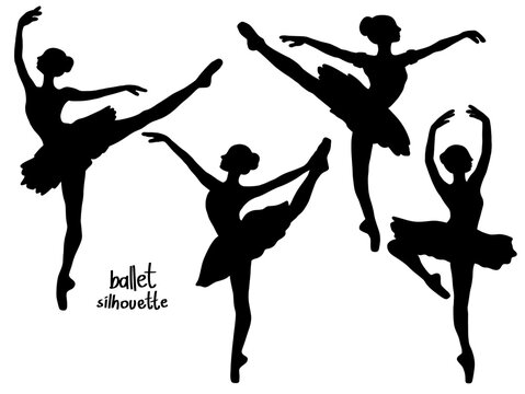 Elegant ballet dancer silhouettes in various graceful poses