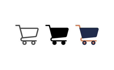 Minimalist shopping cart icons in outline solid and colorful vector styles © Png Art