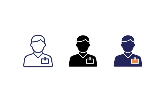 Minimalist person icon set featuring profile avatars with security badges against white