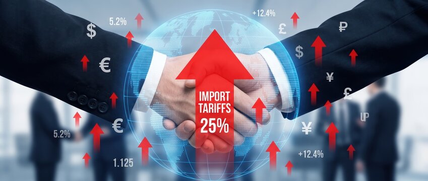 A business handshake symbolizes global trade agreements showcasing the impact of import tariffs on economic relations and the potential for financial growth in international markets.