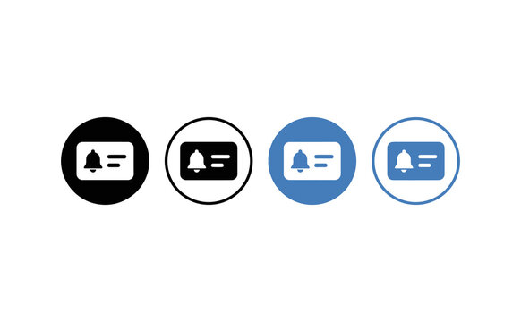 Minimalist subscription notification icon set featuring card and bell symbols on white background