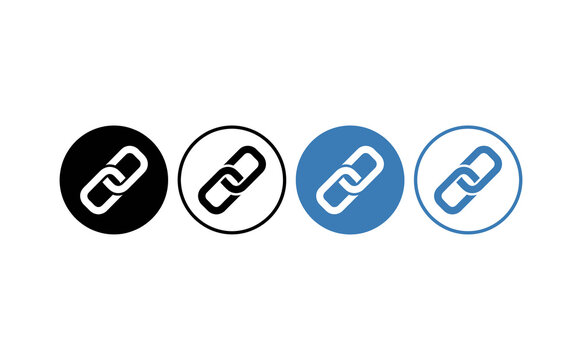 Minimalist link icons featuring hyperlink symbols in round badge styles