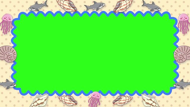 Ocean Life Scalloped Border Frame with Green Screen Loop