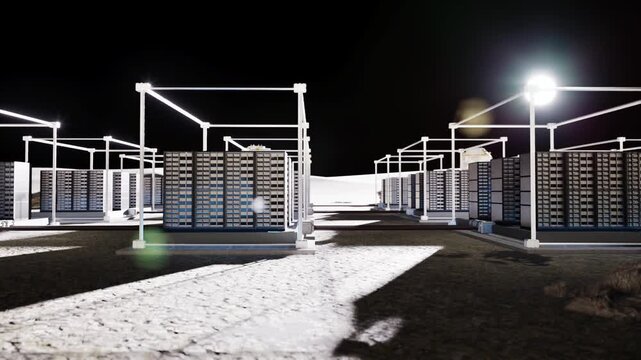 3d rendering data center on mars with server racks for interplanetary computing 4k footage