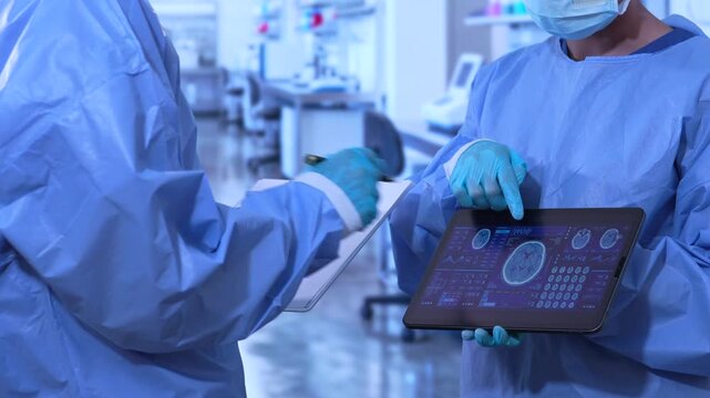 Medical team working on digital tablet healthcare doctor technology tablet using computer analyzed the results of medical reports