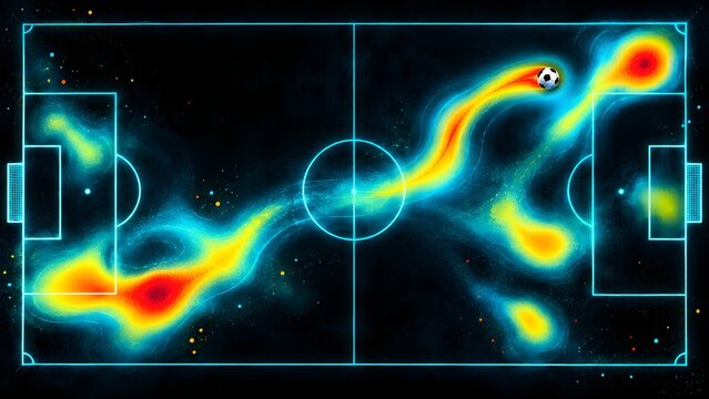 sports football heatmap tactics displayed across a glowing pitch