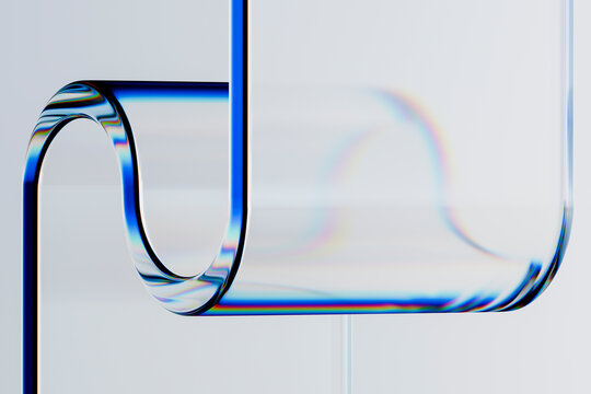3D Transparent Glass Tube Creating Linear Abstract Geometry