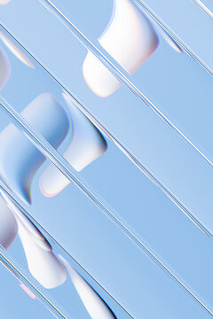 3D Soft Glass Shapes Across a Blue Digital Field