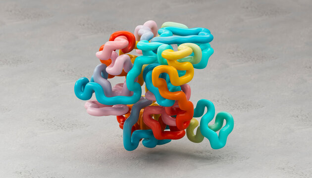 3D Colorful Abstract Maze Sculpture Floating Geometry Technology Wallpaper