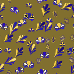 Seamless pattern with abstract floral motifs and vases © fahmi