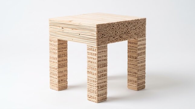 Modern wooden coffee stirrer stool with minimalist design and natural finish