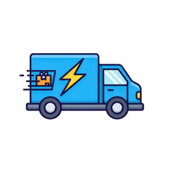 Fototapeta premium Fast blue delivery truck icon with a lightning bolt