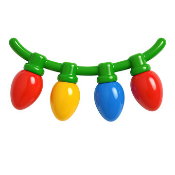 3D glossy Christmas string lights PNG on transparent background