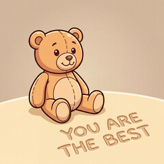 Fototapeta premium Cartoon Teddy Bear and You Are the Best Sand Etching Game Asset