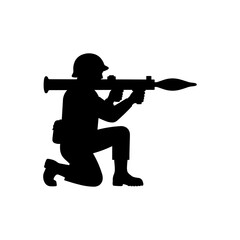 Obraz premium Soldier Aiming Sniper Rifle Icon