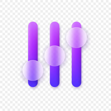 Glassmorphism Ui Sliders Icon, PNG Ready, Vector Illustration