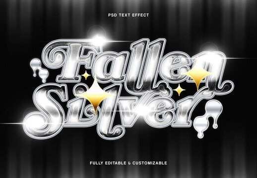 Silver Chrome Glitter Text Effect