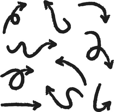 Arrow set illustration with black brush texture for creative design and decoration	