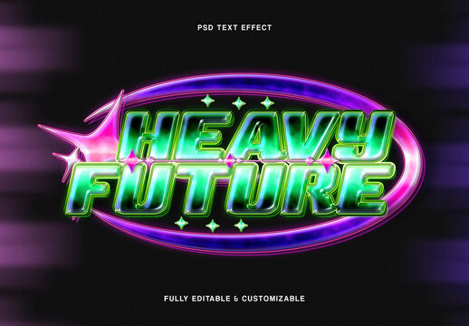 Cyber Y2K Neon Green 3D Text Effect