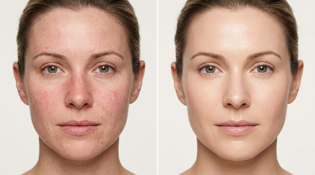 Before and After Skin Treatment: Rosacea Improvement & Makeup Application