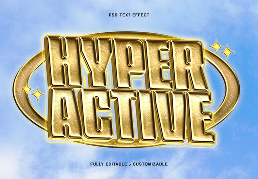 Glossy Gold Metallic Y2K 3D Text Effect