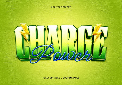 Electric Energy Green 3D Text Effect