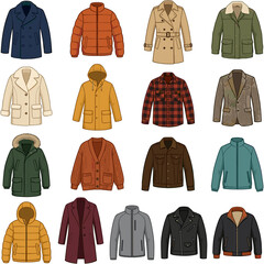 Set of autumn and winter outerwear clothes vector illustration © Grafisio Marker