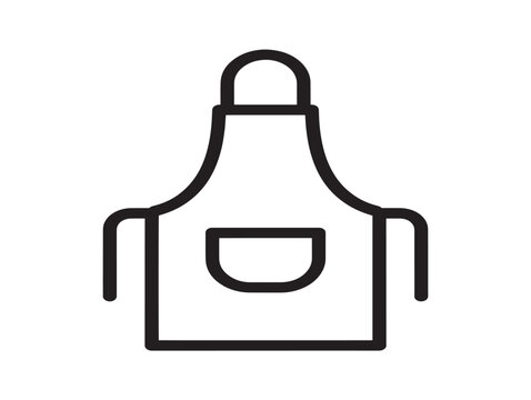 Kitchen apron icon as a simple black line art vector illustration for cooking and baking
