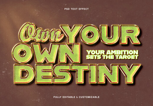  Green Gold Metallic 3D Text Effect