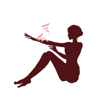 腕が気になる女性　シルエット