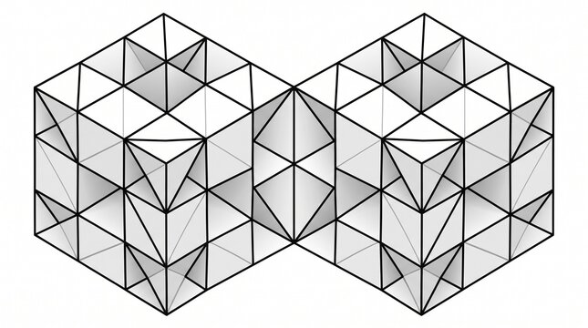 Abstract 3D Geometric Tessellation Lattice Cube Structure