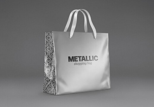 Silver Paper Shopping Bag Mockup