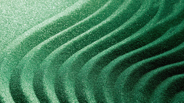 Shimmering green waves creating a textured background, abstract patterns evoking nature, growth, and environmental concepts, ideal for modern design and digital media